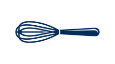 a whisk that is blue on a white background