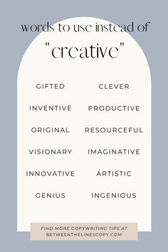 the words to use instead of creative