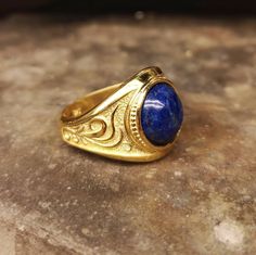 Lapis Lazuli Ring, 14K Solid Gold Handmade Signet Ring With Carved Tree Details, Elven Jewelry, Greek Traditional Jewelry, Gift for Her Symbolic Gemstone Rings For Formal Occasions, Classic Lapis Lazuli Jewelry Ring, Symbolic Gemstone Signet Ring As Gift, Spiritual Gold Engraved Gemstone Ring, Yellow Gold Signet Ring With Round Stone For Gift, 14k Gold Sapphire Signet Ring As Gift, Sapphire 14k Gold Signet Ring Gift, Formal Lapis Lazuli Oval Rings, Formal Lapis Lazuli Gemstone Ring