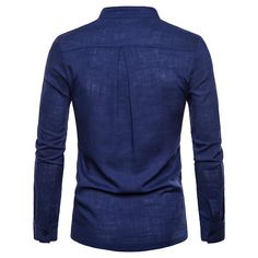 Solid Color Slim Large Size Long-sleeved Shirt Slim Fit Cotton Shirt For Winter, Winter Cotton Shirt With Slim Fit, Winter Cotton Shirt Slim Fit, Casual Solid Color Winter Shirt, Casual Solid Shirt For Winter, Winter Cotton Shirt In Slim Fit, Blue Slim Fit Winter Tops, Blue Slim Fit Tops For Winter, Classic Long Sleeve Solid Color Shirt