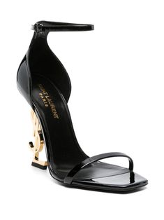 Find SAINT LAURENT Opyum 110mm Ysl Heel Sandals on Editorialist. Black leather Opyum 110mm YSL heel sandals from Saint Laurent featuring an open toe, a branded insole, an ankle strap with a side buckle fastening and a sculpted YSL high heel. Ysl Sandals, Ysl Heels, Black Sandals Heels, Sandals Black, Lookbook Outfits, Heel Sandals, Makeup Routine, Black Heels, Black Sandals