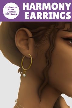 an image of a woman's face with earrings on her head and the words harmony earring