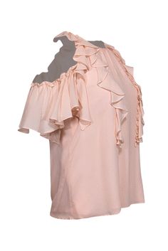 Feel feminine and flirty in Rebecca Taylor's stunning cold shoulder blouse. Crafted from soft silk in a lovely light pink hue, this ruffled beauty oozes effortless charm. Pairs perfectly with jeans and open-toe mules. Size 6 Shell 100% Silk Lining 100% Polyester Pullover Back button keyhole Open shoulder design Ruffled trim Bust 37.5" Waist 40" Shoulder to hem 24" Summer Feminine Blouse With Ruffle Sleeves, Feminine Summer Blouse With Ruffle Sleeves, Summer Party Blouse With Cold Shoulder, Summer Party Cold Shoulder Blouse, Summer Feminine Blouse With Ruffles, Feminine Summer Blouse With Ruffles, Elegant Cold Shoulder Blouse For Spring, Chic Cold Shoulder Spring Blouse, Chic Cold Shoulder Blouse For Spring