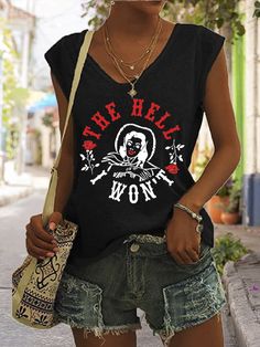 Product Name: Women's The Hell I Won't Print Sleeveless T-Shirt Item NO.: Z2305210388 Weight: 0.25 kg = 0.5512 lb = 8.8185 oz Category: Clothing> Women> Tanks Creation Time: 2023-05-22 Description Material: Polyester Pattern Type: Print/Letter/Geometry/figure Sleeve Type: Short Sleeve Style: Casual Neckline: Round neck Theme: Spring/Summer/Autumn Elasticity: Micro elasticity Occasion: Daily *The item does not include any accessories in the picture, unless stated otherwise in the product descript Oxford Street London, Sleeveless T Shirt, Beauty Expert, Sleeveless Tshirt, Clothing Women, Womens Tank, Light Green, Geometry, Green And Grey