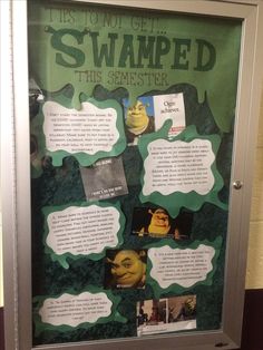 a display case with information about swampers