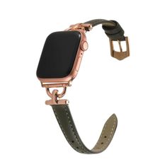 an apple watch with a leather band