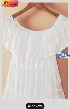 White Off-the-shoulder Ruffled Lace Maxi Dress Feminine White Off-shoulder Dress With Ruffles, Summer Off-shoulder Ruffled Maxi Dress, Summer Off Shoulder Dress With Ruffle Hem, Sleeveless Off Shoulder Dress With Ruffle Hem, Spring Off Shoulder Sleeveless Dress With Ruffle Hem, Spring Sleeveless Off Shoulder Dress With Ruffle Hem, Sleeveless Off Shoulder Dress With Ruffle Hem For Spring, Sleeveless Off Shoulder Ruffle Dress For Brunch, Sleeveless Off-shoulder Dress With Ruffles For Vacation