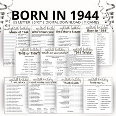 a bunch of birthday games with the words born in 1994