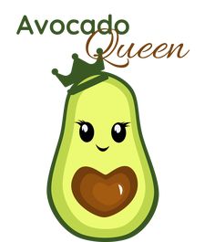 an avocado with a crown on its head and the words avocado queen above it