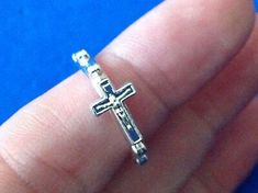 Rosary Ring, Prayer Ring, The Rosary, Black Ring, Ring Ring, Rosary, Cross Necklace, Silver Tone, Ring Size