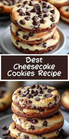 Cheesecake Chocolate Chip, Cheesecake Deserts, Recipe For Cheesecake, Cream Cheese Chocolate Chip Cookies, Cheesecake Cookies Recipes, Cookies And Cream Cheesecake, Desserts Chocolate, Chocolate Chip Cheesecake, Cheesecake Chocolate