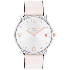 Introducing the Women's Elliot Chalk White Leather Strap Watch, the epitome of timeless style and elegance. This stunning timepiece features a minimalist 36mm round stainless steel case with a sophisticated rose gold-tone finish. The chalk white leather strap adds a touch of modern sophistication, making it the perfect accessory for both workdays and weekends. With its 2-hand quartz movement, this watch offers precision and reliability, while the water-resistant design ensures durability for eve Timeless White Watch With Leather Strap, Classic White Watch Accessories For Everyday Use, Classic White Watch Accessories For Everyday, Classic White Watch For Work, White Watch With Leather Strap, White Watches With Leather Strap, Classic White Watch With Leather Strap, Classic White Watch For Everyday Use, White Leather Strap Watch Accessories With Round Dial