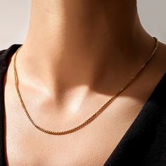 Elevate your everyday style with this 14k Solid Gold Box Chain Necklace. Crafted with precision and elegance, this necklace features a 1.80mm box chain made from genuine 14k solid gold. Its minimalistic design makes it perfect for layering with other necklaces or wearing as a standalone piece. Wear it alone or mix and match with other necklaces, this 14k real solid gold minimal chain is timeless and it will complete your every look in a simple way. Chain Details ❥ Gold KT: 14k Solid Gold ❥ Gold Color Options: Yellow Gold, White Gold, Rose Gold ❥ Chain Width: 1.80 mm ❥ Thickness: 1.80 mm ❥ Ready to Ship in 4-7 Business Days MORE FROM US Pendant and Necklaces: https://etsy.me/3NgqiKb More about my shop: https://etsy.me/3mwMnsA ESSENTIAL INFORMATION 💎 BRENNMORE pieces are handcrafted by 15-3 Minimalist Clavicle Chain Necklace For Formal Occasions, Everyday Rose Gold Necklace With Curb Chain, Everyday Rose Gold Curb Chain Necklace, Minimalist Formal Clavicle Chain Necklace, Everyday Fine Jewelry Box Chain Necklace, Fine Jewelry Curb Chain Necklace As Gift, Fine Jewelry Curb Chain Necklace Gift, Fine Jewelry Gift Curb Chain Necklace, Classic 14k Gold Chain Necklace At Clavicle Length