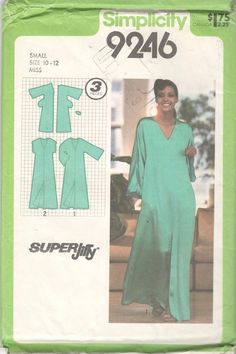 a woman's dress and top sewing pattern from the 1970's, in two lengths