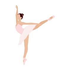 a ballerina in pink and white is doing a ballet move with her leg up