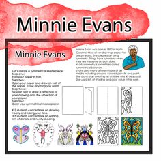 a poster with the instructions for minie evans's artwork and crafting project