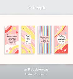 three cards with the words free printables on them, and two different designs