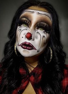 Horror Clown Makeup, Halloween Makeup Terror, Halloween Makeup Horror, Halloween Beauty Makeup, Best Halloween Makeup, Makeup Karakter, Cool Face Paint, Creative Halloween Makeup