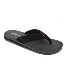 A sandal perfect for bold,casual style both indoors and out. These Levi's sandals are made with durable synthetic leather uppers and have an ultra-comfy footbed. Extra comfortable and extra trendy, these men's shoes will easily show off your laid-back casual side. They will be the perfect addition to any look from jeans to shorts, or swim trunks to joggers. Size: 13.  Color: Black.  Gender: male.  Age Group: adult. Slip-resistant Black Sandals, Casual Foam Flip Flops With Textured Footbed, Textured Footbed Synthetic Slip-on Flip Flops, Slip-resistant Foam Sandals For Beach, Beach Foam Sandals Slip-resistant, Casual Sandals With Textured Foam Footbed, Slip-resistant Foam Sandals With Open Toe, Black Slip-resistant Sandals, Black Slip-resistant Sandals Made Of Tpr