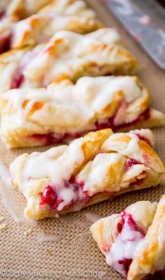 cranberry crescent pastries on a baking sheet