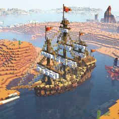 Pirate Ships Minecraft, Minecraft Pirate Ship House, Pirate Boat Minecraft, Pirate Ship Minecraft Build, Minecraft Ship Design, Minecraft Pirate Ship Blueprints, Minecraft Ship House, Minecraft Pirate Base, Medieval Ship Minecraft