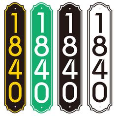 four numbered numbers are shown in black, white, and green colors with yellow trims