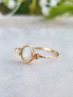 Wire Wrapped Ring,Dainty Opal Ring,Gemstone Ring,White Ring,Natural Ethiopian Opal Ring,White Opal Ring,Tiny Gold Opal Ring,Opal Gold Ring, Handmade Minimalist Opal Promise Ring, Minimalist Handmade Opal Promise Ring, Handmade Opal Crystal Ring For Promise, Handmade Opal Crystal Promise Ring, Handmade Minimalist Opal Ring For Anniversary, Minimalist Handmade Opal Ring For Anniversary, Delicate Opal Ring - Perfect Gift, White Opal Dainty Birthstone Ring, White Dainty Opal Birthstone Ring