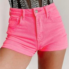 Super Stretchy & Super Cute ! My Favorite Brand Of Jeans/Shorts ! Like Judy Blue Sizing. The Color Makes You Look Sooo Tan ! A Must Have ! Small - 0-5 Medium - Fits Sizes 7 To 9 Large - Fits Sizes 11 - 15 Stretchy ! Trendy Shorts With Built-in Shorts, Trendy Solid Color Jean Shorts, Mid-rise Solid Shorts With Built-in Liner, Trendy Stretch Mid-rise Shorts, Pink Jean Shorts For Summer, Spring Stretch Solid Jean Shorts, Trendy Stretch Shorts, Trendy Stretch High-waisted Shorts, Summer Mid-rise Stretch Shorts