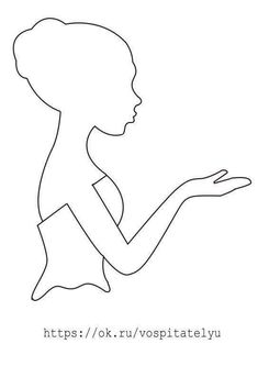 a line drawing of a woman holding out her hand