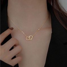 Gold Tone Double Heart Shaped Chain Necklace Adjustable Sizing: 17.7in Length With 2 Inch Extender Brand New With Tags! Minimalist Clavicle Chain Necklace For Valentine's Day, Heart Necklace With Chain As A Gift, Delicate Chain Heart Necklace For Anniversary, Trendy Necklaces For Anniversary, Trendy Necklace For Anniversary, Heart Pendant Chain Necklace With Adjustable Chain, Valentine's Day Clavicle Chain Necklace With Double Heart, Mother's Day Chain Necklace With Heart Charm, Valentine's Day Double Heart Clavicle Chain Necklace