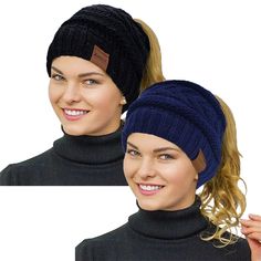 PRICES MAY VARY. 100% Soft and Acrylic Cable Knit Elastic closure Warm and Smooth Lining: We have design a satin lining for you, which will keep you warm and your hair moisture during cold winter. Keep your hair smooth and maintain the hair moisture from being exposed to the dry air meanwhile the thick outer preserves the warmth providing extra care to your head and ears. Stylish: This Knitted beanie hat women is soft slouchy, not over looks heavy but make you looks charming.Our cable knit beani Sock Buns, Messy High Bun, Hat Ponytail, Bun Beanie, Messy Bun Beanie, Ponytail Beanie, Bun Hat, Beanie Hats For Women, High Bun