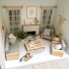 a miniature living room with furniture and decor