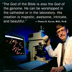 a man holding a microscope in front of a computer screen with a quote about science