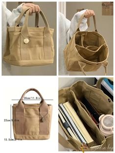 Large Capacity Rectangular Khaki Bag, Rectangular Khaki Bags For Daily Use, Khaki Pouch Bags For Daily Use, Daily Use Khaki Bags With Top Carry Handle, Khaki Bags With Top Carry Handle For Daily Use, Portable Tote Canvas Bag For School, Portable Canvas Tote Bag For School, Khaki Bag For Daily Use, Large Capacity Khaki Tote Bag