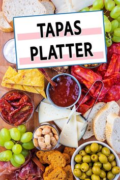 A tapa platter with a text overlay title.