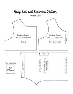 the baby doll and bloom's pattern is shown with instructions for how to sew