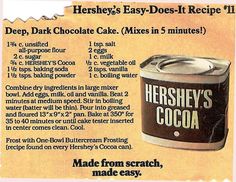 an advertisement for hershey's easy - does - it recipe, with instructions