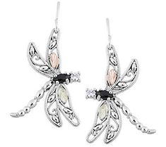 Let these darling dragonfly earrings carry you away with black onyx and cubic zirconia accents. From Black Hills Gold. Elegant Sterling Silver Dragonfly Earrings, Black Hills Gold Jewelry, Dragonflies Design, Dragonfly Earrings, Black Hills Gold, Gold Alloys, Casting Jewelry, Expensive Jewelry, Black Hills