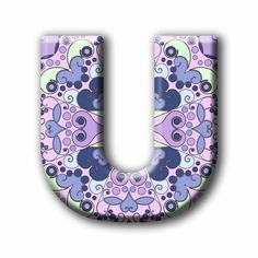 the letter u is made up of many different colors and shapes, including an octopus