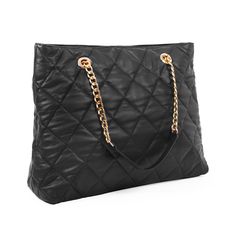 This quilted lambskin leather tote bag features a sleek chain and leather shoulder strap and spacious interior, making it the ideal accessory for work, travel, or daily use. With a fully lined interior and zippered pocket, it offers both style and functionality. (PRODUCT INFO): Material: Genuine lambskin leather Lining: Denim cotton Top snap closure SHIPPING INFO): All our items are made-to-order, therefore please allow 3-5 business days for production. Our goal is to become more sustainable thr Palm Leaf Bag, Rattan Bag, Denim Cotton, Black Tote, Work Travel, Cotton Top, Handbag Backpack, Lambskin Leather, Leather Tote Bag