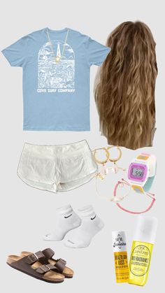 Summer Outfits Dress Code, Cute Summer Fits 2024, Cute Summer School Outfits, Summer Camp Fits, Summer Bitmoji Outfits, Lazy Summer Outfit, Summer Outfits Athletic, School Outfits Summer, Summer Camp Outfits