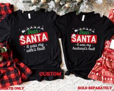 Custom Dear Santa Funny Family Christmas Shirts fits like a well-loved favorite. Super soft cotton and excellent quality print make one to fall in love with it over and over again. Christmas Quotes Matching Shirts, Matching Christmas Group Shirts Kids will love this custom youth short sleeve tee. This lightweight (4.0 oz) side-seamed shirt maximizes comfort all day long. The ring-spun cotton makes this kids short sleeve tee perfect for displaying custom artwork. Side seams keep the garment's shape. The shoulders have tape for longer fitting. The collar is extra elastic due to ribbed knitting. The infant fine jersey tee is a balance between comfort and durability. This fabric is specially spun to be strong and smooth. Solid colors are 100% cotton. Other colors feature polyester. There are s Holiday Gift Cotton T-shirt, Cotton T-shirt As Holiday Gift, Christmas Cotton T-shirt Gift, Black Cotton Shirt For Holiday, Christmas Crew Neck Cotton Shirt, Christmas Custom Print Cotton T-shirt, Christmas Cotton Shirt, Christmas Letter Print Shirt As Gift, Christmas Letter Print Shirt Gift