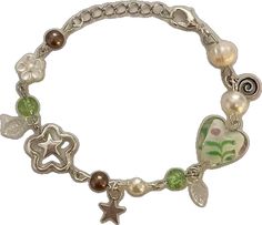 44473169346819 Trendy Green Metal Bracelets, Casual Silver Charm Bracelet, Casual Handmade Metal Charm Bracelet, Trendy Green Bracelets As Fashion Accessory, Casual White Metal Jewelry, Casual Metal Charm Bracelet, Lily Bracelet, Fairy Bracelets, Fairy Heart