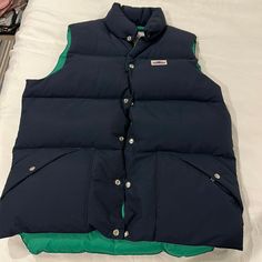 New Without Tags Men’s Penfield Vest. Super Warm Navy Outer And Kelly Green Inside. Classic Blue Outerwear For Cold Weather, Classic Navy Outerwear For Outdoor, Cardiff By The Sea, Man Pad, Grey Vest, Fleece Vest, Kelly Green, Unisex Fashion, Mens Jackets