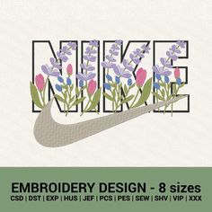 the nike logo has flowers on it