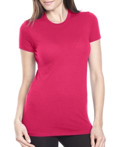 Ladies' 4.2 oz., 100% Ring-Spun Cotton Jersey T-Shirt - BRIGHT PINK - L | Bayside Women's 4.2 oz. Ring-Spun Cotton Jersey T-Shirt in Bright Pink Size Large | Ringspun Tshirt For Women, Twill Shirt, Pink And Red, Soft Shell Jacket, Red Tshirt, Pullover Jacket, Sleeves (women), Poplin Shirt, Henley Shirts