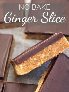 no bake ginger slice with text overlay