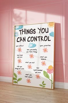 Things You Can Control Poster Positive Affirmation Print Colorful Therapy Office Decor Cute Mental Health Poster Daily Affirmations Print by PinkVanillaDesign on Etsy Counselling Room Decor, Counseling Room Decor, Principal Office, Counseling Room, Cute Mental Health, Leo Club, Ocd Therapy, Counselling Room, Mental Health Poster