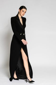 Her Trove - Coat style long sleeves dress Long Dress Fitted, Envelope Skirt, Black Blazer Dress, Long Sleeves Dress, Coat Style, Dress Fitted, Sleeves Dress, Long Sleeve Blazers, Black Blazer