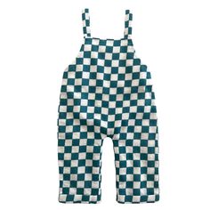 Pacific Checkerboard / Organic Phoenix Overall – SpearmintLOVE Swim Float, Baby Overalls, Button Holes, Blue Checkered, Pacific Blue, Baby Grows, Organic Baby, Terry Cloth, Sleeveless Tank